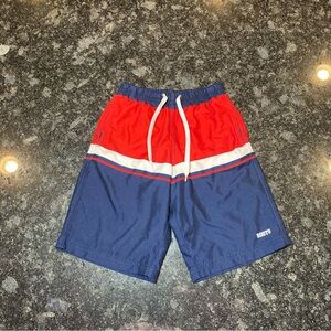 Roots Canada Swim Trunks Youth Boys Size 8 Red Blue Pockets Draw String